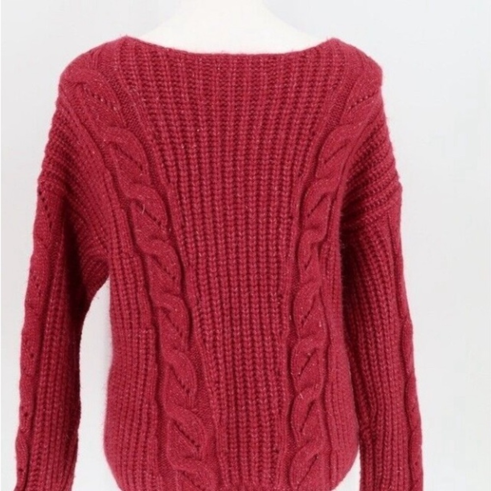 Anthropologie Women Size M Violet Ramona Cable Knit V-Neck Pullover Sweater - Picture 3 of 5